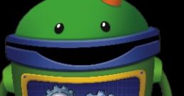 Bot from Team Umizoomi, featuring gears on a blue background, helps kids solve problems with math and teamwork skills.