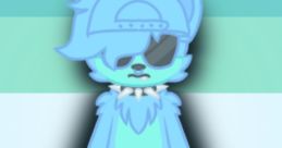 Stylized blue wolf character with sunglasses and spiked accessories against a vibrant background, embodying a playful aesthetic.