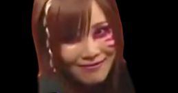 Kairi Sane with playful face paint and vibrant splatter background, embodying her adventurous character style.