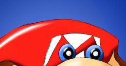 Colorful Mario character face on a blue background, showcasing a playful style perfect for gaming and AI art enthusiasts.