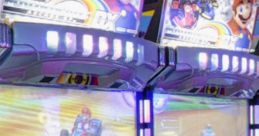 Mario Kart Arcade GP DX setup with vibrant displays, racing seats, and arcade controls for an exciting gaming experience.
