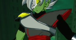 Zamasu from DB Sparking Zero, showcasing a striking green appearance with unique armor and vibrant hair in a dynamic pose.
