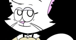 Wenda Retake character featuring a playful white cat girl with big eyes, charming outfit, and a fluffy tail against a black background.