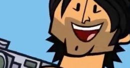 Chris McLean smiles while holding a camera, capturing moments from the 2007 animated series, Total Drama Island.