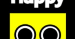 Happy character from EL, featuring a cheerful yellow square with large eyes and a smile, standing on yellow shoes.