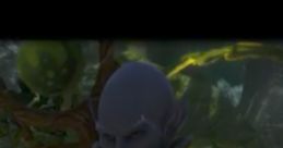 Bisarane character in a mystical setting, showcasing detailed armor and a stern expression amidst lush greenery.