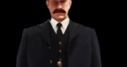 Conductor character from The Polar Express Video Game, showcasing classic uniform and distinctive mustache.