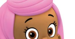 Molly from UK Dub, featuring Abriella Bierer, smiles joyfully with her vibrant pink hair and playful personality.