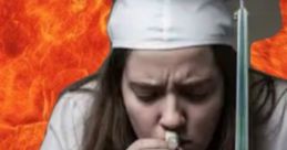 Graduating student in a cap, distressed, surrounded by substances, representing themes from "Autumn Parish: The Predator.