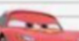 Lightning McQueen, the iconic red race car, showcases his signature smile and racing spirit in this vibrant scene.