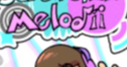 Colorful character from Scratchin' Melodii, joyfully playing a music synth with headphones and a vibrant backdrop.