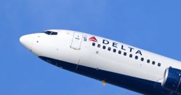 Delta Airlines Boeing jet flying in clear blue sky, showcasing advanced aviation technology, including TCAS for safety.