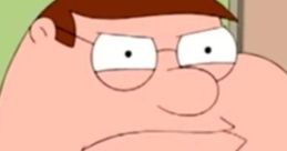 Frustrated expression of R@$!$t Peter Griffin, known for his comedic antics on the animated series Family Guy.