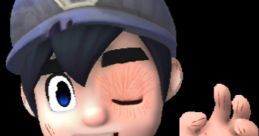 Delight SMG4 character winking and waving, wearing a blue shirt and cap, showcasing a playful and engaging expression.