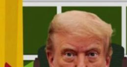 Cartoon of Trump in South Park style, sitting at a desk with a serious expression, reminiscent of political satire.