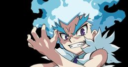 Lui Shirosagi from Beyblade Burst series strikes an intense pose, showcasing his fierce determination and unique style.