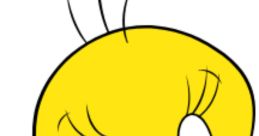 Cheerful cartoon yellow Tweet Bird with big blue eyes, known for its playful personality and iconic appearance.