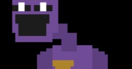 Pixel art of a mysterious purple character with a menacing expression, commonly known as Purple Guy from Five Nights at Freddy's.