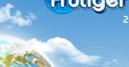 Frutiger Aero logo against a backdrop of Earth, trees, and blue skies, symbolizing global connection and nature.