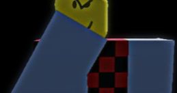 Roblox character featuring a yellow head, blue sleeves, and a red and black checkered vest. Unique design for Devesto fans.