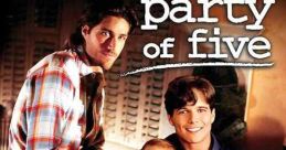 Party of Five DVD cover featuring Scott Wolf, Matthew Fox, Neve Campbell, Lacey Chabert, and a dog, capturing family dynamics.