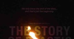 The Story of Plastic poster featuring a flame, symbolizing environmental issues and plastic pollution awareness.