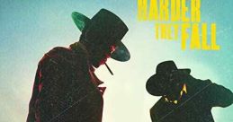 Silhouettes of characters from "The Harder They Fall," showcasing a dramatic Western scene with striking colors and tension.