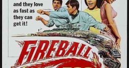 Fireball 500 movie poster featuring cars, vibrant colors, and characters enjoying fast-paced racing and romance.