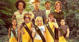 Cast of Troop Zero (2019) standing in a forest, united for friendship and adventure, led by Viola Davis and Mckenna Grace.
