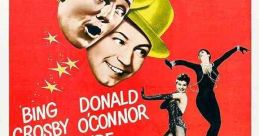 Colorful poster of "Anything Goes" (1956) featuring Bing Crosby, Donald O'Connor, and vibrant musical elements.