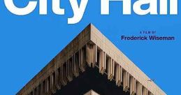 Poster for "City Hall" (2020), directed by Frederick Wiseman, featuring striking architecture against a blue backdrop.