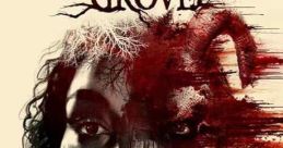 Dark and haunting poster for "Shady Grove" (2022) featuring a woman’s face blending with eerie elements and a cabin.