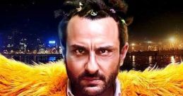 Saif Ali Khan in a vibrant orange fur coat, promoting the film Kaalakaandi, a dark comedy released on January 12, 2018.