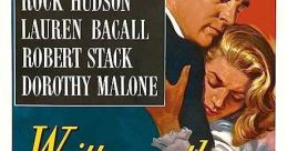 Classic movie poster for "Written on the Wind" featuring Rock Hudson, Lauren Bacall, and dramatic visuals conveying romance and conflict.