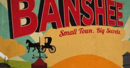 Banshee poster featuring dramatic small-town scene with a body, showcasing the series' theme of hidden secrets.
