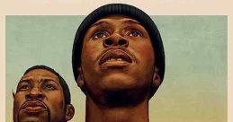 Poster for The Last Black Man in San Francisco, featuring two men looking up, highlighting themes of friendship and identity.