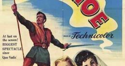 Promotional poster for the 1952 film "Ivanhoe," featuring Robert Taylor, Elizabeth Taylor, and dramatic medieval imagery.