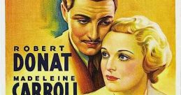 Vintage movie poster for "The 39 Steps" (1935) featuring Robert Donat and Madeleine Carroll, directed by Alfred Hitchcock.