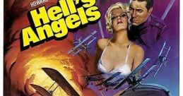 Vintage poster of "Hell's Angels" featuring vibrant war scenes, planes, and stars Jean Harlow and Ben Lyon in dramatic roles.