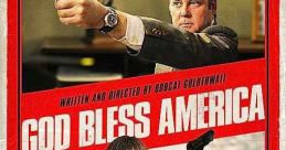 God Bless America movie poster featuring characters aiming guns, highlighting dark humor and social commentary.