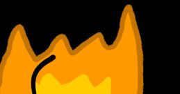 Cheerful fire character from BFB, featuring vibrant orange flames and a friendly smiling face on a black background.
