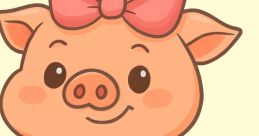 Cute cartoon pig with a pink bow, representing Mina Curlwillow's playful and charming character. Ideal for children’s themes.