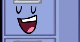 Cheerful blue fridge character, Cabby, from Inanimate Insanity, showcasing a playful personality and friendly smile.