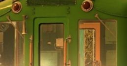 Front view of Анатолийнов Метропоезд Типа А with vibrant green and blue colors, displaying headlights and unique design features.