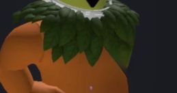Playful character from "Freeze Frame!" wearing a leafy collar, an orange sweater, and an astronaut helmet, ready for fun.