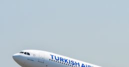 Turkish Airlines Airbus aircraft taking off, showcasing the dynamic performance of modern aviation technology.