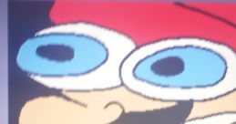 Close-up of Mario Toadstool from the Mario and Luigi Show with exaggerated facial features and bright colors.