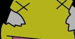 Yellow Face from BFB, TPOT, and IDFB, smiling with a cracked surface and expressive features on a black background.