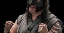 Abyss, the TNA wrestler, celebrates in his signature mask and attire, showcasing his intense persona and athleticism.