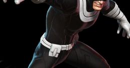 Bullseye from Marvel Comics in black suit, mid-action, launching playing cards as deadly projectiles. Perfect aim and intensity.